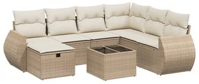 Set divano da giardino 8 pz con cuscini beige in polyrattan