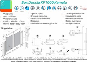 Box doccia 3 lati 80x70x80 doppio scorrevole vetro trasparente anticalcare KF1000 - KAMALU