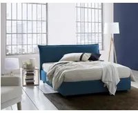 Letto matrimoniale Clio, Letto contenitore sfoderabile con testiera e giroLetto contenitore imbottiti, Made in Italy, adatto per materasso 160x190 cm, Blu