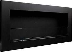 Camino a Bioetanolo da Parete 90x12x40 cm con Vetro in Acciaio Inox Nero...