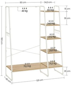 Appendiabiti da terra LINEA bianco/marrone