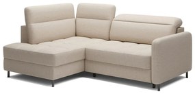 Divano angolare beige allungabile/con contenitore (con penisola a sinistra/a L) e rivestimento in velluto Barea – ELTAP