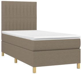 Letto a molle con materasso e led tortora 80x200 cm in tessuto