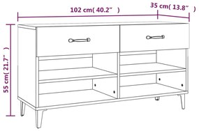 Scarpiera Grigio Cemento 102x35x55 cm in Legno Multistrato