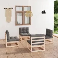 Set Divani da Giardino 4 pz con Cuscini Legno Massello Pino cod mxl 44854