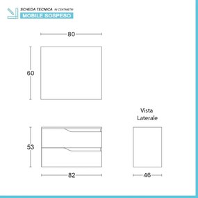 Composizione bagno sospesa 80cm in legno mdf tabacco e tortora Sumya