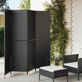 Divisorio Per Ambienti A 4 Pannelli Nero İn Polyrattan /