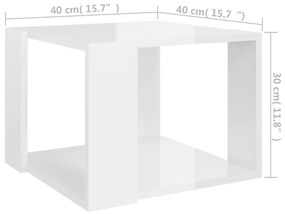 Tavolino da salotto bianco lucido 40x40x30 cm legno multistrato