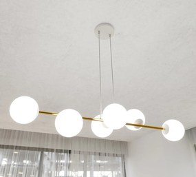 Lampadario a sospensione GRAVITY 6 Nero/Bianco e Oro 6xE14