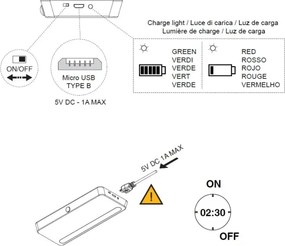 Luce LED ricaricabile con sensore di movimento e luce bianca naturale in plastica grigio metallizzato