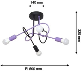 Lampadario a plafone OXFORD 4xE27/15W/230V nero/viola
