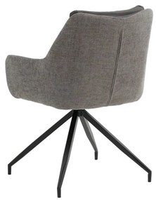 Set di poltroncine girevoli WATSON in similpelle antracite, tessuto grigio e gambe in metallo nero, con braccioli