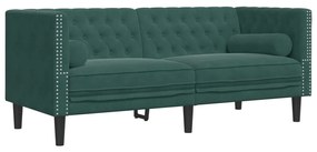 Divano chesterfield con rinforzi 2 posti verde scuro in velluto