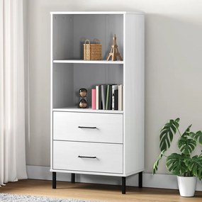 Libreria 2 Cassetti Bianco 60x35x128,5 cm Legno Massello OSLO