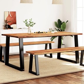Tavolo Da Pranzo Bordi Vivi 180x90x75 Cm Legno Massello Acacia /