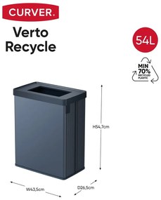 Cestino per la spazzatura blu in plastica riciclata 54 l Verto Recycle - Curver