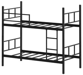 Letto a castello in metallo MAVEN 90x200 cm, nero, portata 2x100 kg