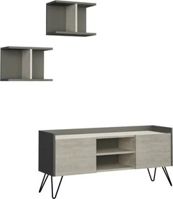 Mobile Porta TV 120 Cm Con Ante E Mensole Klappe Bianco E Antracite