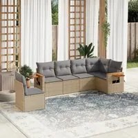 Set Divano da Giardino 6 pz con Cuscini Beige in Polyrattan 3259259