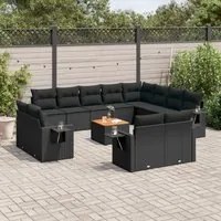 Set Divani da Giardino 13pz con Cuscini Nero in Polyrattan 3224830