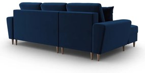 Divano angolare blu allungabile e con contenitore (con penisola a sinistra/con chaise lounge) con rivestimento in velluto Kyoto – Cosmopolitan Design