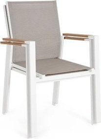 Sedia Da Esterno Con Braccioli In Alluminio E Textilene Heta Bianca Bizzotto