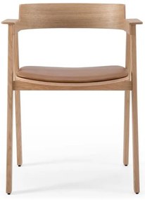 Sedia da pranzo marrone/di colore naturale in pelle con braccioli Flip – Gazzda