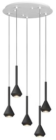 Lampadario Moderno Aygo Metallo Bianco Nero 5 Luci Gu10