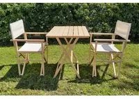 Set giardino tavolo Prince + 2 sedie regista Montecarlo in legno naturale