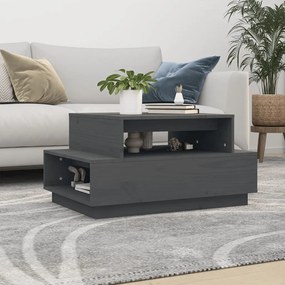 Tavolino Da Salotto Grigio 80x55x40,5 Cm Legno Massello Di Pino /