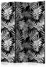 Paravento separè Giungla Bianco Nero (3-parti) - foglie palma