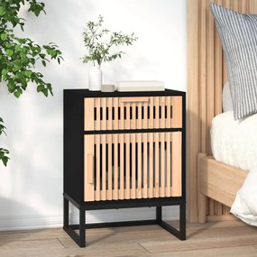 Comodino Nero 40x30x55,5 Cm Legno Multistrato E Ferro /