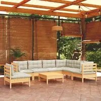 Set Divani da Giardino 8 pz con Cuscini Crema in Massello di Pino cod mxl 41395