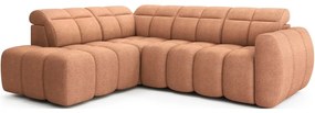 Divano angolare color salmone allungabile/con contenitore (con penisola a sinistra/a L) e rivestimento in bouclé Falconn – ELTAP