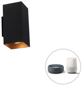 Lampada da parete intelligente nera con quadrato oro incluse 2 WiFi GU10 - Sab