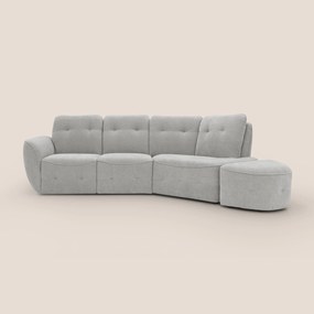 Cerbero divano angolare con pouf mobile in morbido bouclé impermeabile T07