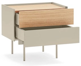 Comodino beige/tonalità naturale con decoro in rovere Otto - Teulat