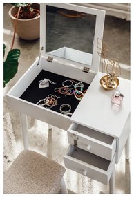 Tavolino da toilette bianco con specchio, portagioie e 2 cassetti Beauty - Bonami Essentials