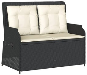 Set divani da giardino 3 pz con cuscini nero in polyrattan