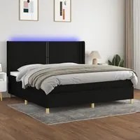 Letto a Molle Materasso e LED Nero 200x200cm in Tessuto cod mxl 56040