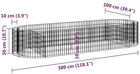 Gabbione con Letto Rialzato in Ferro Zincato 300x100x50 cm