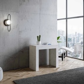 Consolle 90x42 cm Allungabile Fino a 3,02 metri da 14 posti Emy Bianco Spatolato