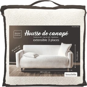 Copridivano color crema con rivestimento elastico per divano a 3 posti Laina – douceur d'intérieur