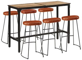 Set Bar 7pz Legno Massello Mango Grezzo E Metallo /