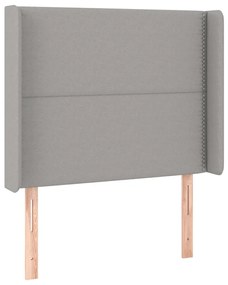 Testiera ad orecchio grigio chiaro 93x16x118/128 cm in tessuto
