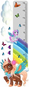 Adesivo da parete a forma di righello con animali fiabeschi come My Little Pony 40 x 120 cm