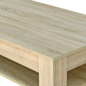 Tavolino da salotto in legno multistrato 110x65x48 cm rovere