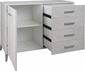 Madia Drexa in Legno 110x45 cm Cemento spatolato con 1 Anta e 4 Cassetti