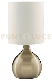 Lampada da tavolo touch - metallo ottone anticato e paralume in tes...
