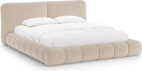 Letto matrimoniale imbottito greige con contenitore con rete inclusa 180x200 cm Solange – Micadoni